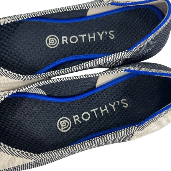 ROTHY'S The Flat Round Cap Toe Slip on Shoes Retired Black Buffalo Plaid - Picture 4 of 9